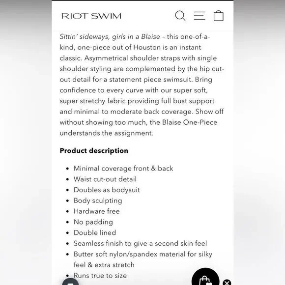 Riot Swim *BLUE* NWT Blaise One Piece Medium - Picture 5 of 11